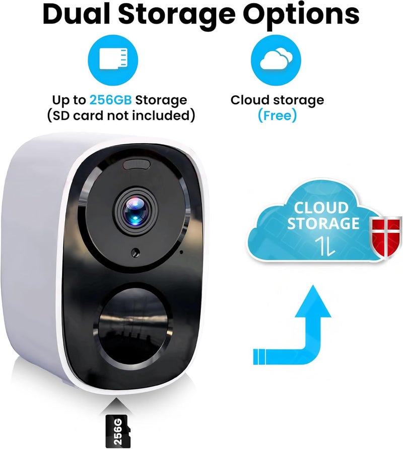 HITELLARCAM 2025 Upgraded 2K Security Cameras Wireless Outdoor (2 Pack), Free Cloud Storage, Long Battery Life, AI Motion Detection, Spotlight & Siren, Waterproof, WiFi Surveillance Outdoor Camera with 2-Way Talk - Image 3
